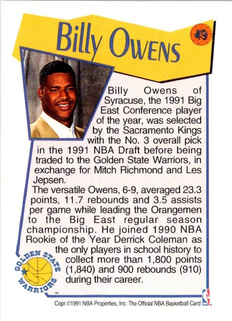 1991 Hoops McDonald's Billy Owens