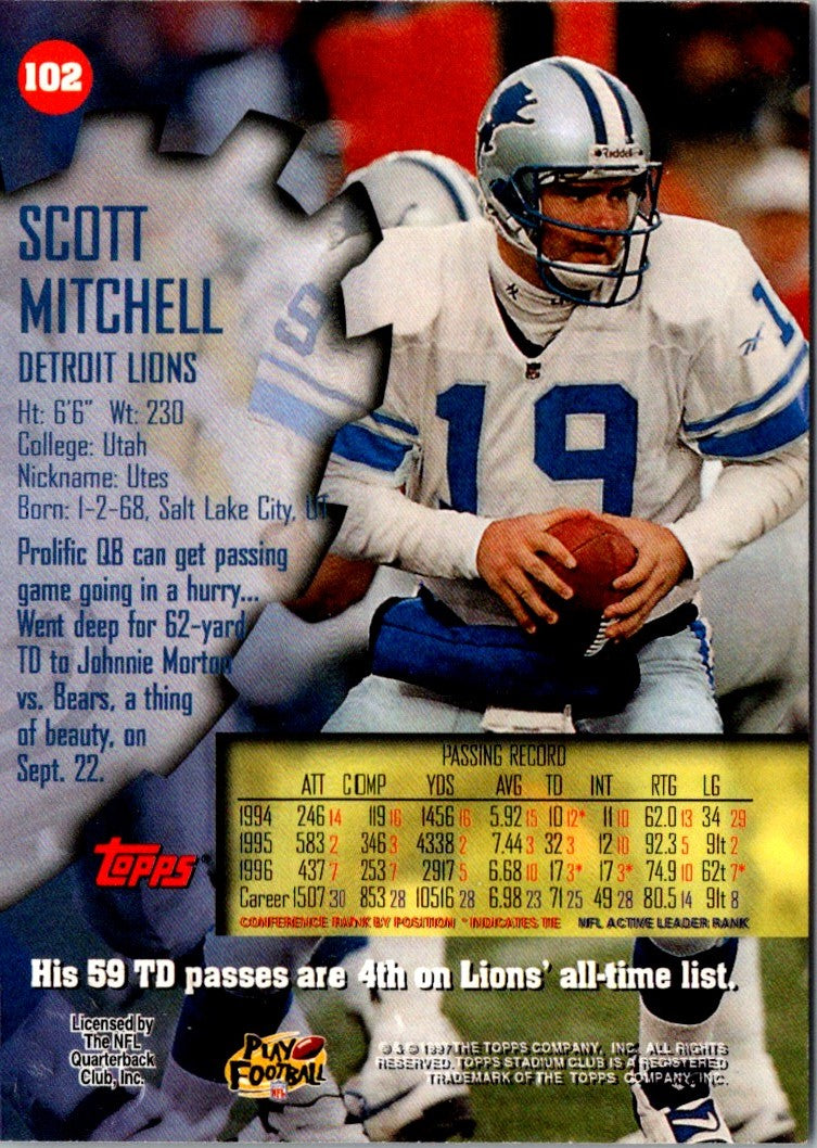 1997 Stadium Club Scott Mitchell