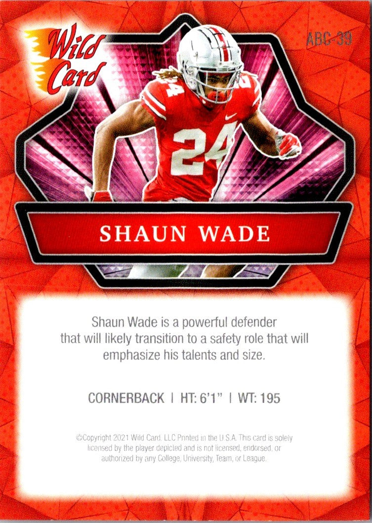 2021 Wild Card Matte White Fire Red Shaun Wade