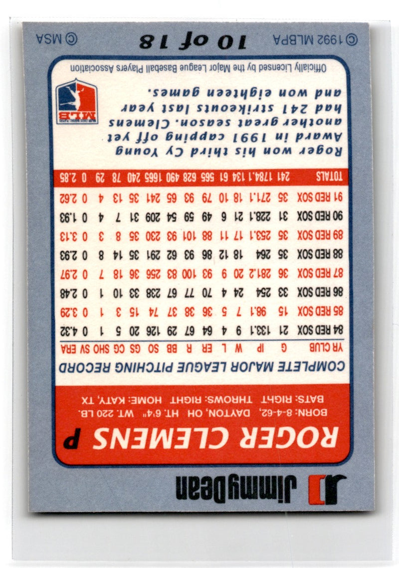 1992 Jimmy Dean Roger Clemens