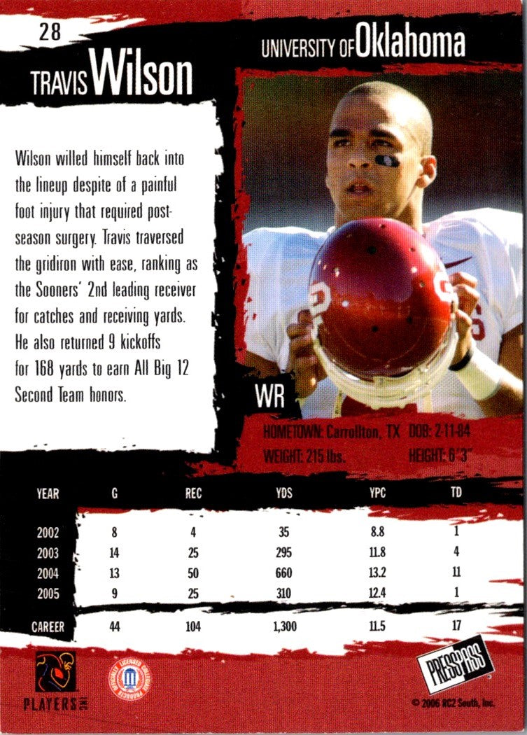 2006 Press Pass Blue Travis Wilson