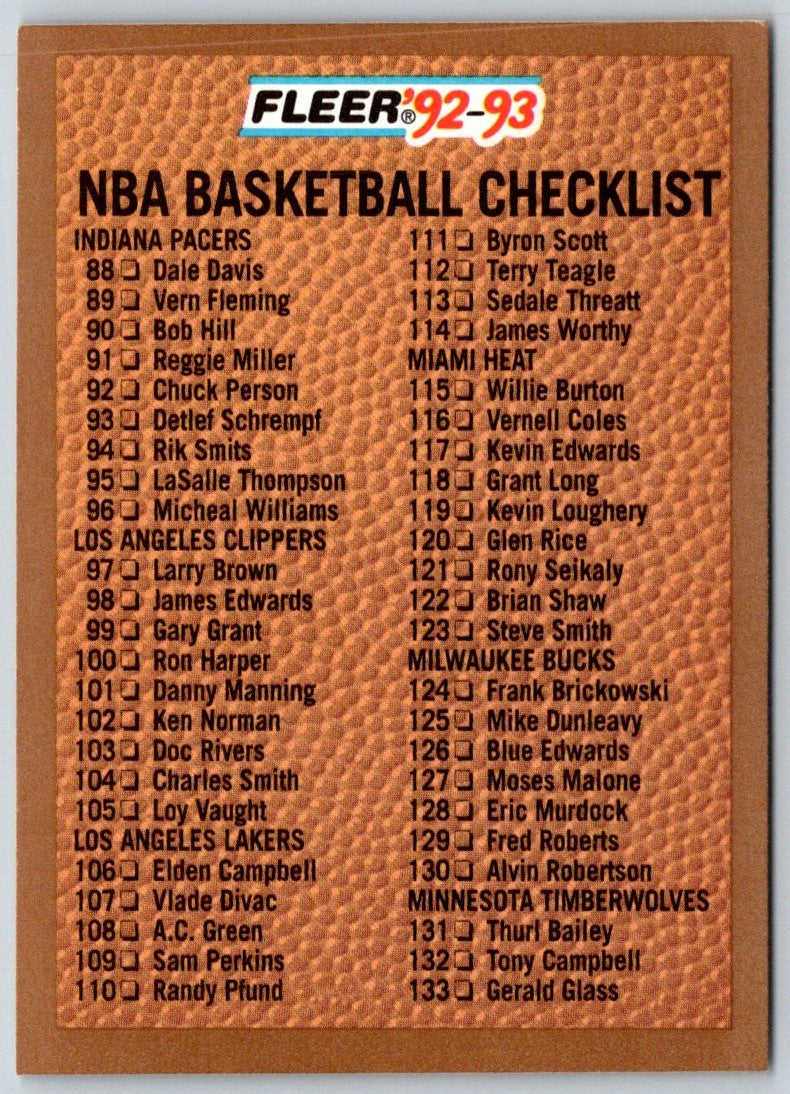 1992 Fleer Checklist 1/4