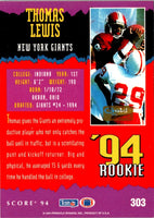 1994 Score Thomas Lewis #303 Rookie
