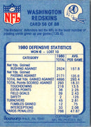1981 Fleer Team Action Washington Redskins Defense