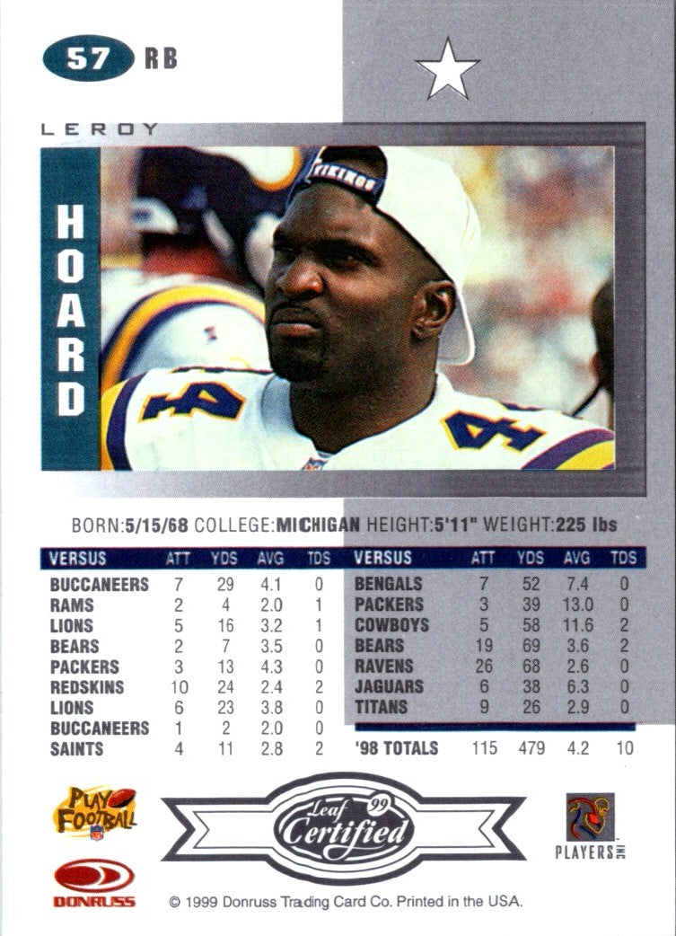 1999 Leaf Certified Leroy Hoard