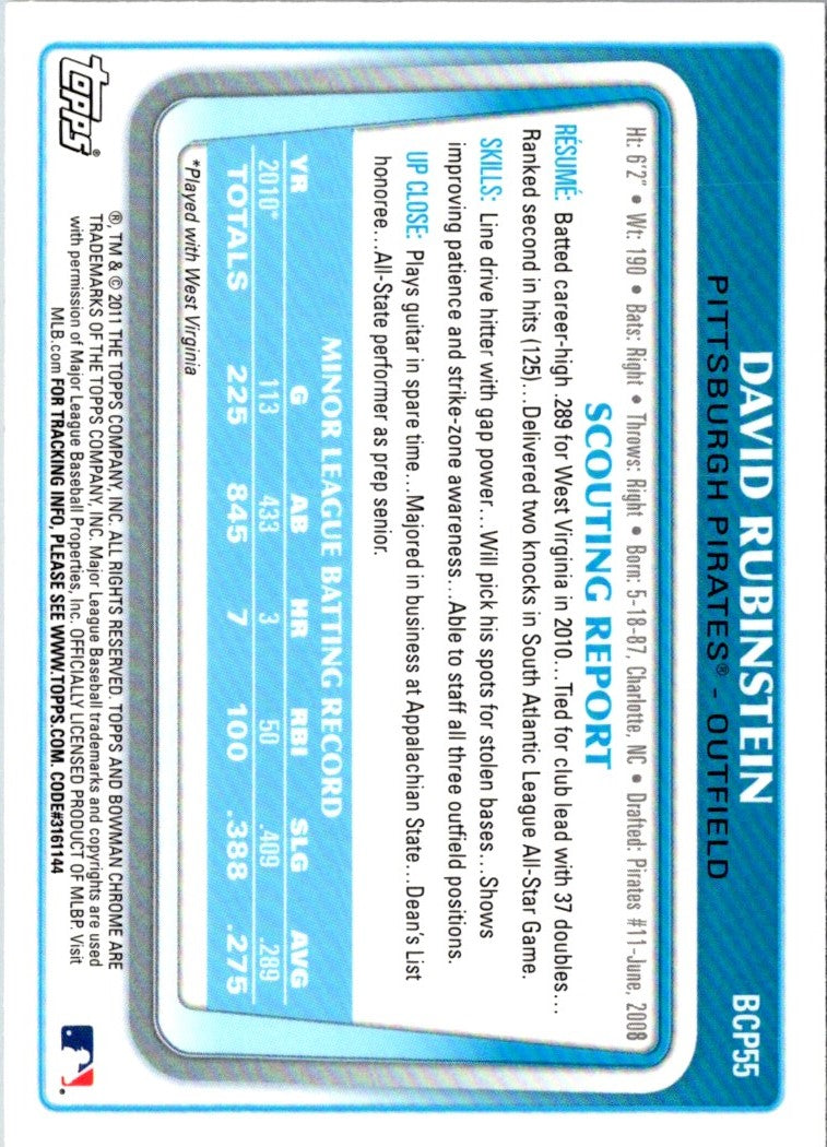 2011 Bowman Chrome Prospects David Rubinstein