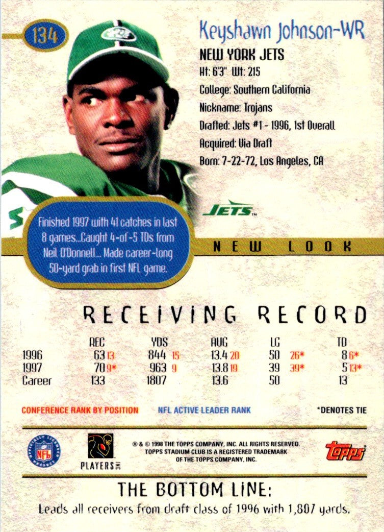 1998 Stadium Club Keyshawn Johnson