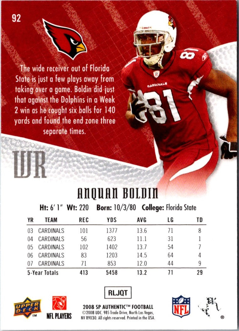 2008 SP Authentic Anquan Boldin