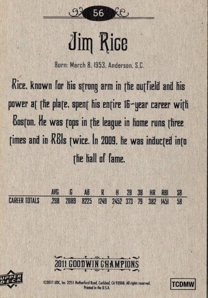 2012 Playoff Prime Cuts Signature Combos Jim Rice/Rickey Henderson