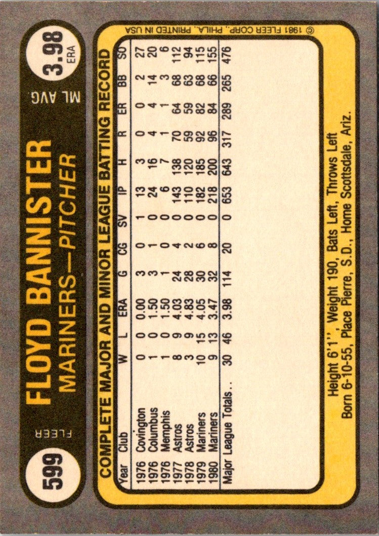 1981 Fleer Floyd Bannister