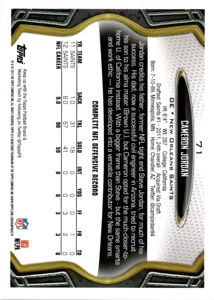 2013 Topps Cameron Jordan