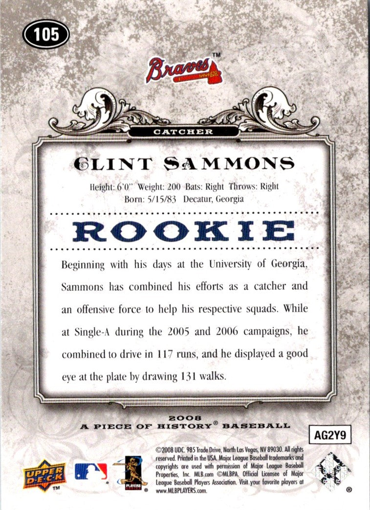 2008 Upper Deck A Piece of History Clint Sammons