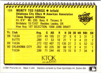 1991 ProCards Monty Fariss #184