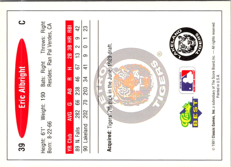 1991 Classic Best Eric Albright