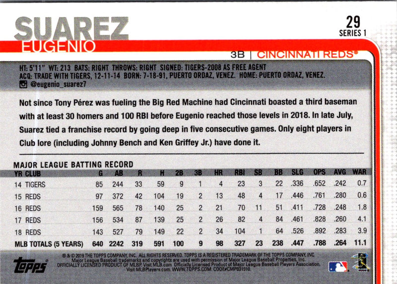 2019 Topps Eugenio Suarez