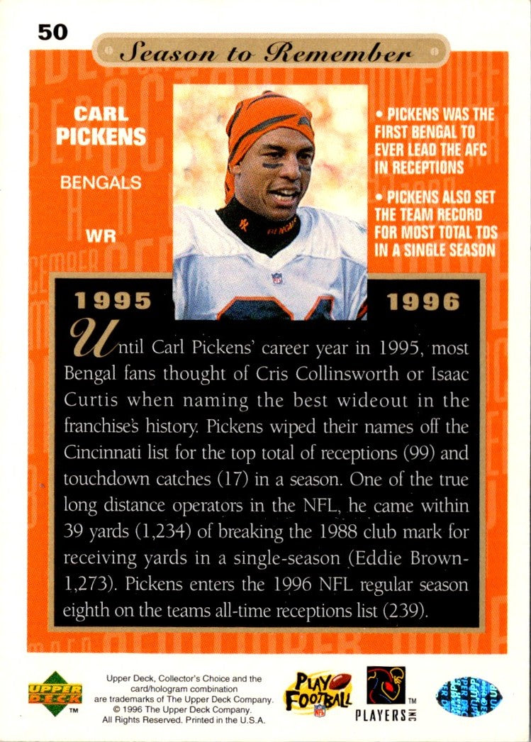 1996 Collector's Choice Season to Remember Blow-ups Carl Pickens