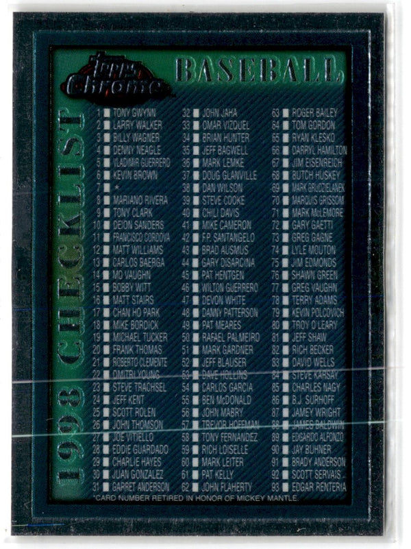 1998 Topps Chrome Checklist (1-195) #275