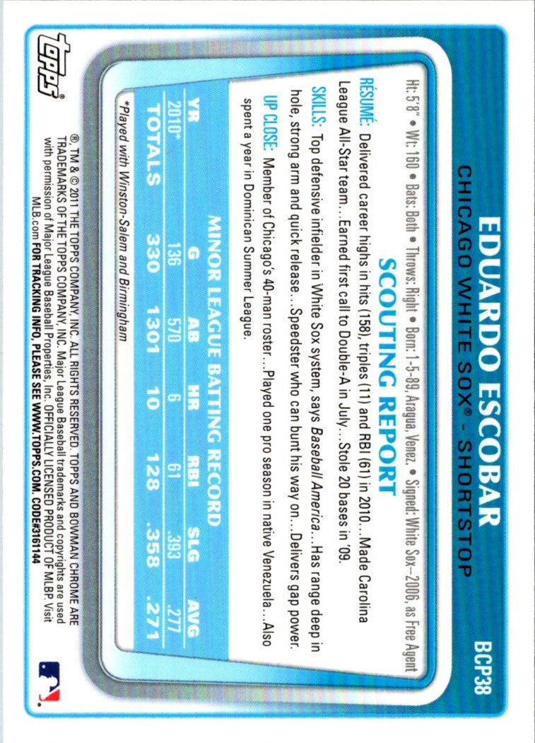 2011 Bowman Chrome Prospects Eduardo Escobar