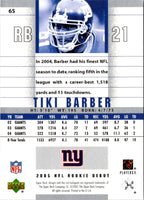 2005 Upper Deck Rookie Debut Tiki Barber #65