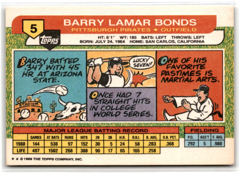 1989 Topps Barry Bonds