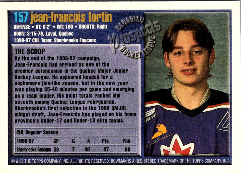 1997 Bowman CHL Jean-Francois Fortin