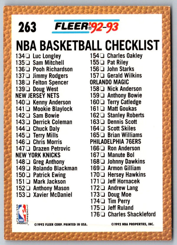 1992 Fleer Checklist 1/4 #477