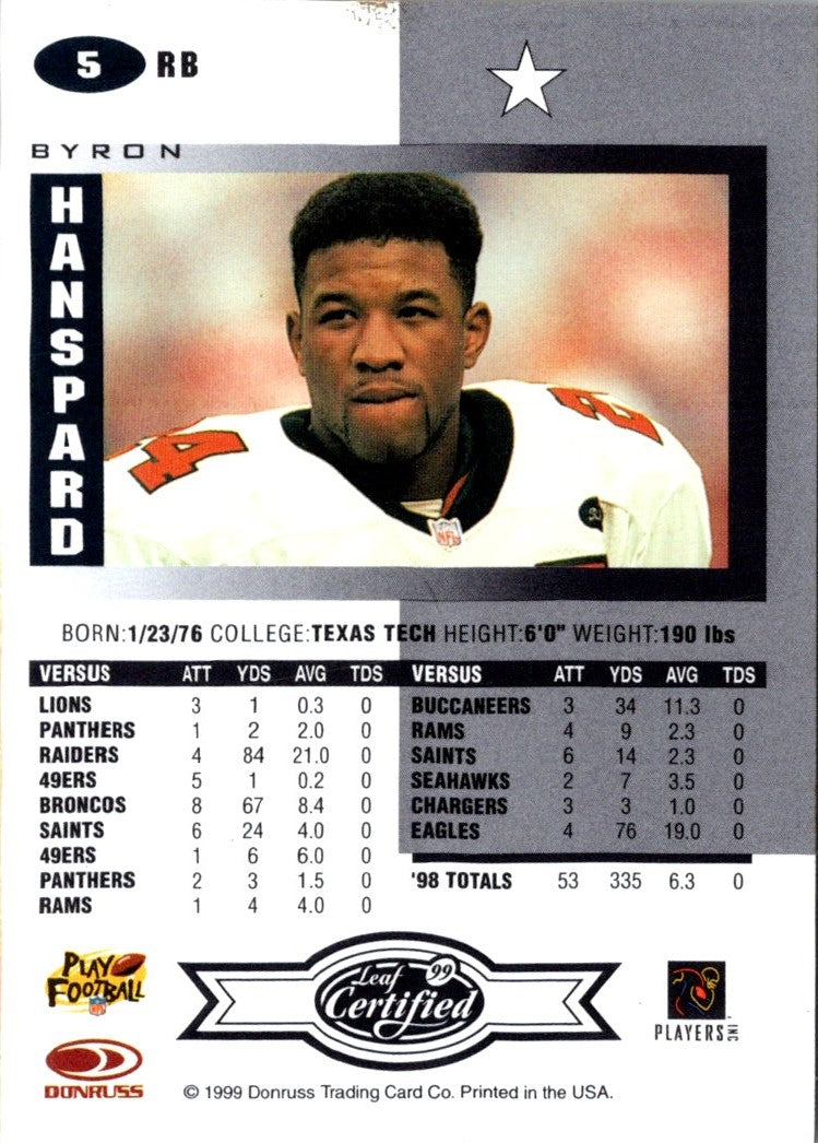 1999 Leaf Certified Byron Hanspard