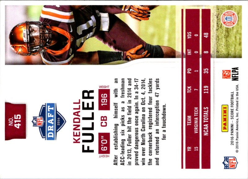 2016 Score Kendall Fuller #