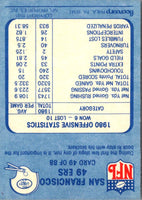 1981 Fleer Team Action San Francisco 49ers Offense #49