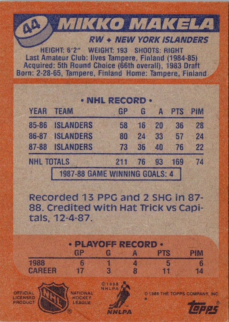 1988 Topps Mikko Makela