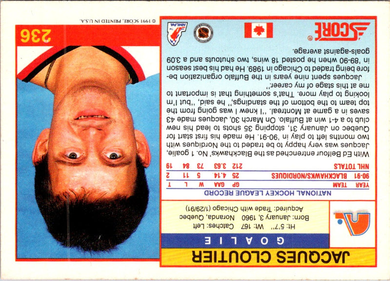 1991 Score Canadian Jacques Cloutier