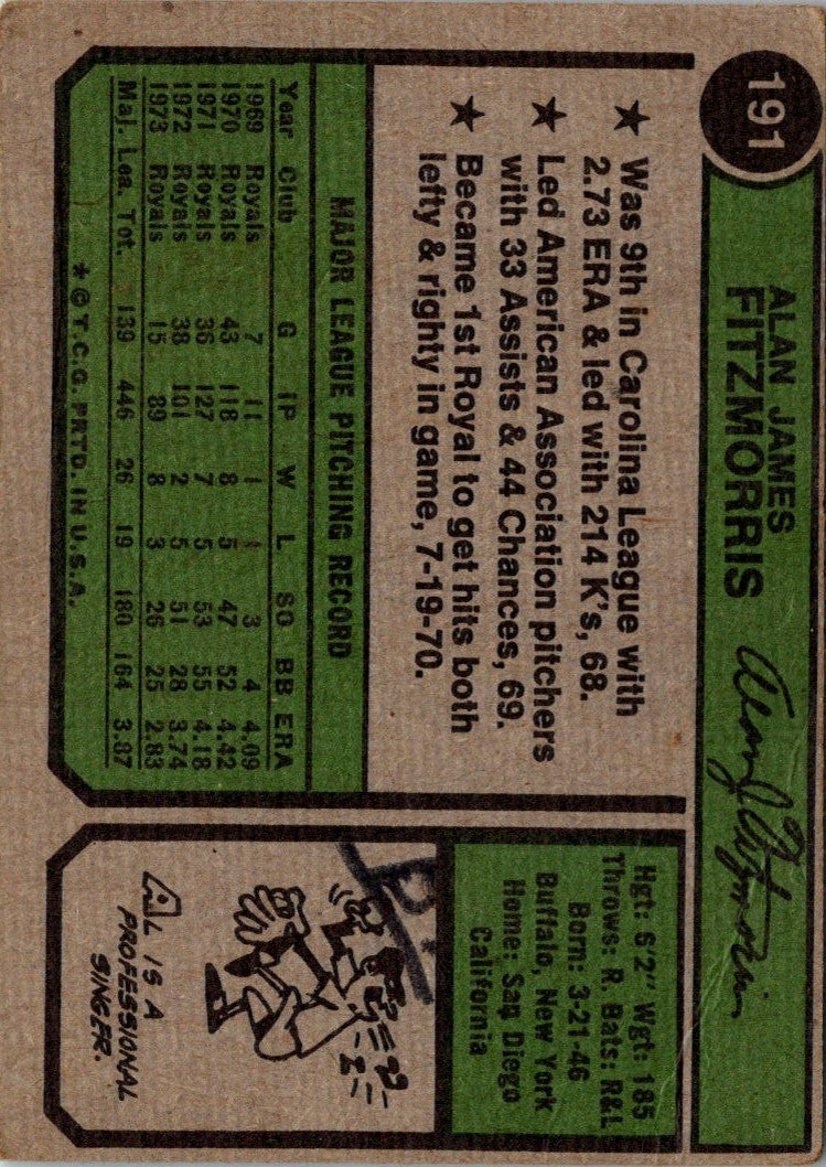 1974 Topps Al Fitzmorris