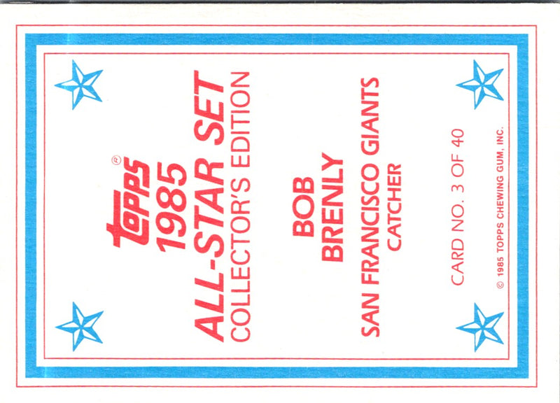 1985 Topps Glossy Send-Ins Bob Brenly