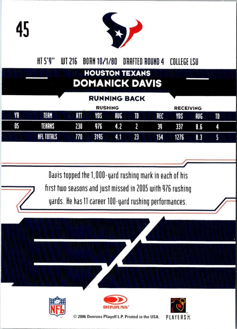 2006 Leaf Rookies & Stars Domanick Davis