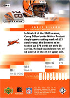 2002 Upper Deck Ovation Milestones Corey Dillon #OM-6