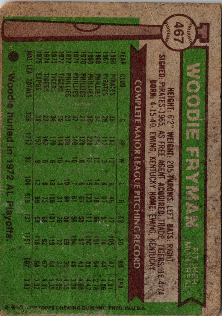 1976 Topps Woodie Fryman