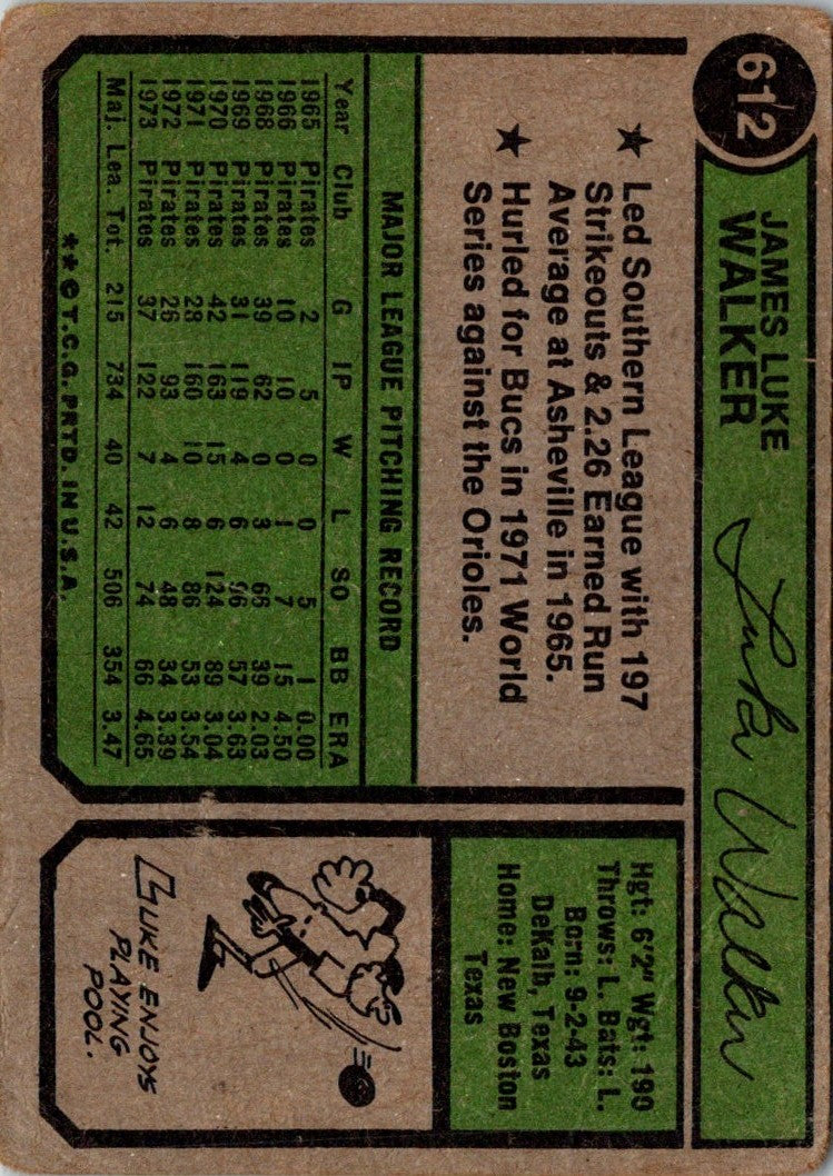 1974 Topps Luke Walker