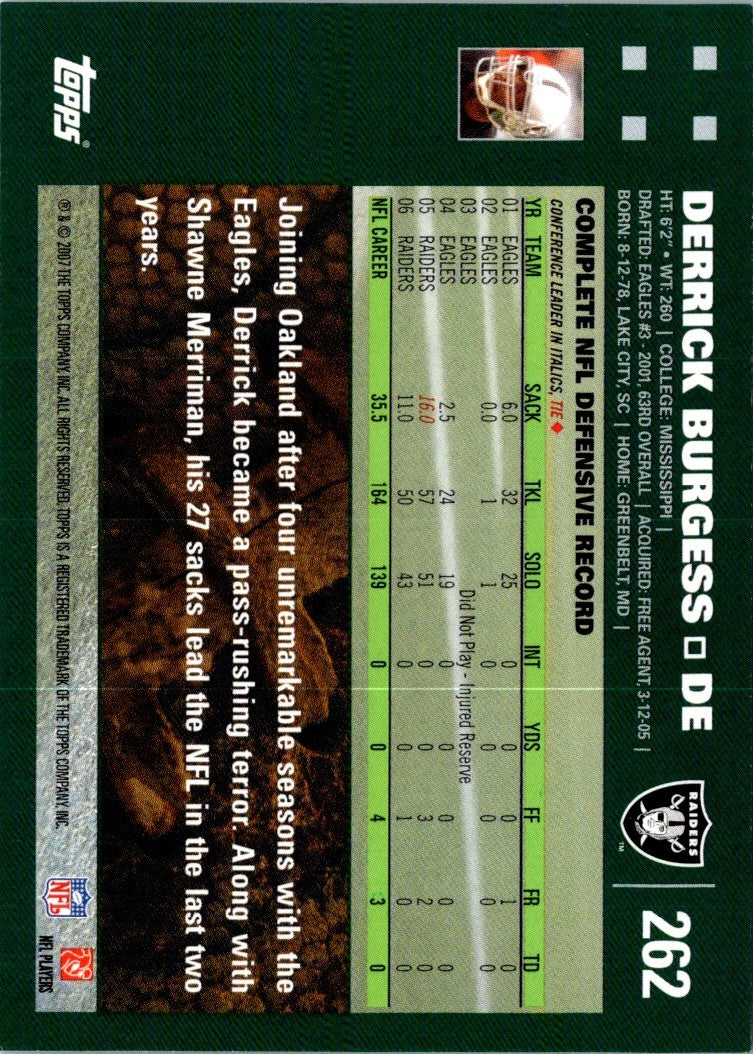 2007 Topps Derrick Burgess