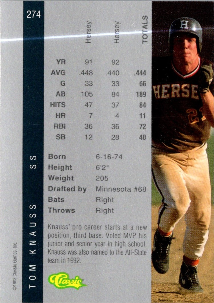 1992 Classic Draft Picks Tom Knauss