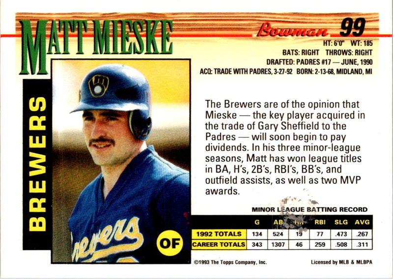 1993 Bowman Matt Mieske