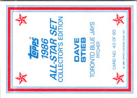1986 Topps Glossy Send-Ins Dave Stieb #43