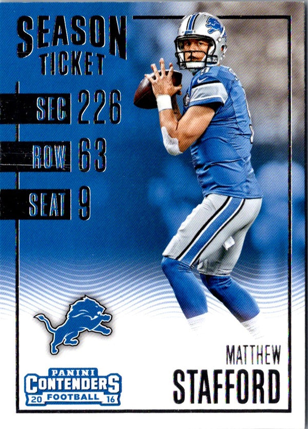 2016 Panini Contenders Matthew Stafford #30