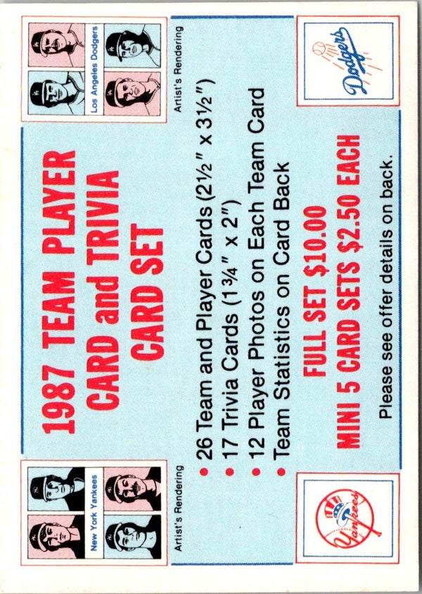1987 Sportflics Team Logo Trivia Team Season Records #1