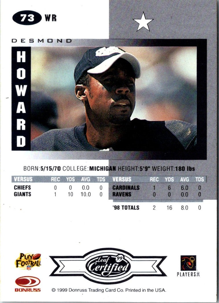 1999 Leaf Certified Desmond Howard