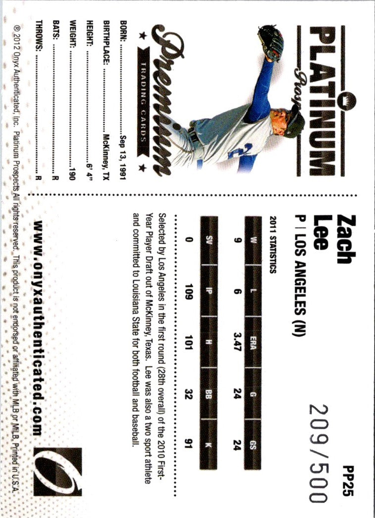 2012 Onyx Platinum Prospects Zach Lee