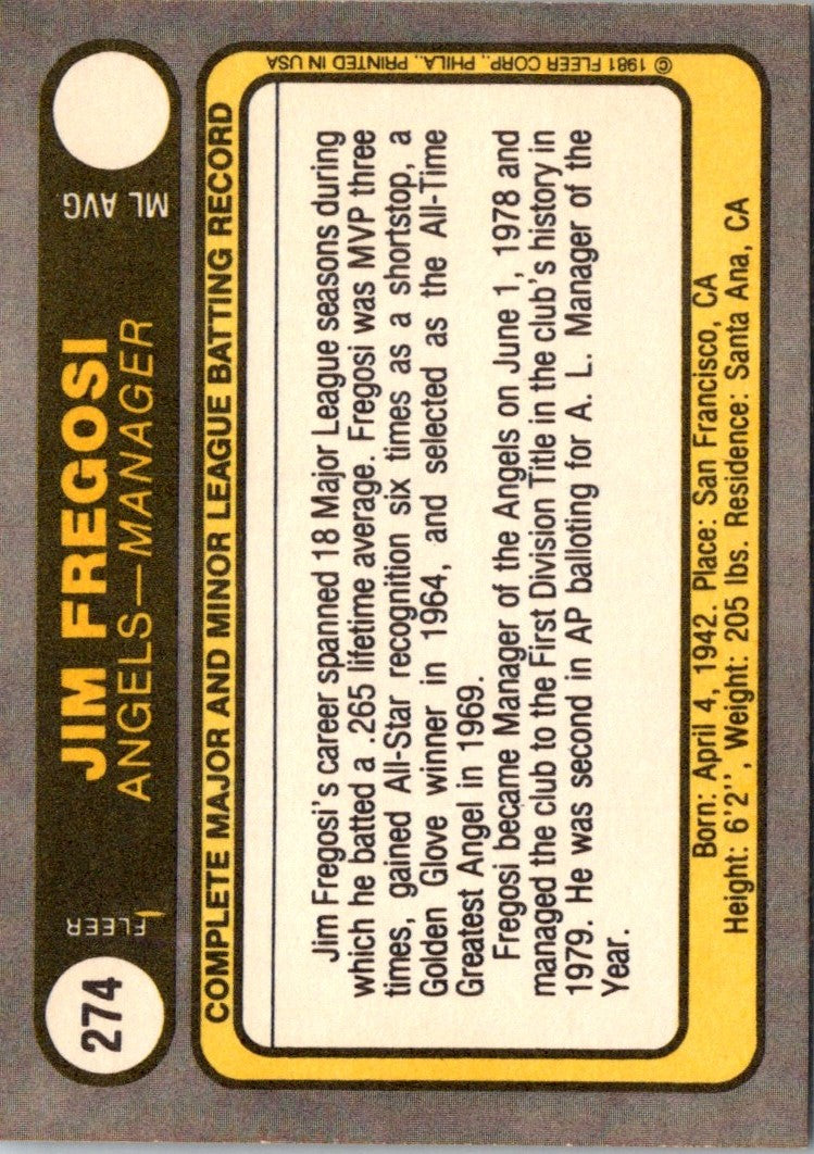 1981 Fleer Jim Fregosi