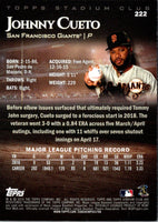 2019 Stadium Club Johnny Cueto #222
