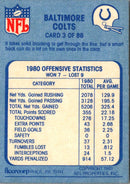 1981 Fleer Team Action Baltimore Colts Offense