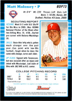 2005 Bowman Chrome Draft Picks & Prospects Matt Maloney #BDP73 Rookie