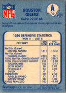 1981 Fleer Team Action Houston Oilers Defense